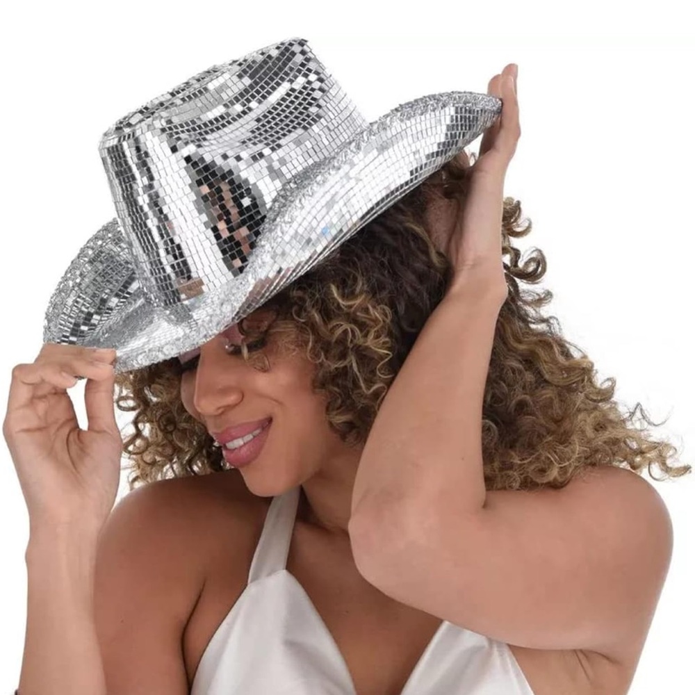 Silver Disco Tile Cowboy Hat